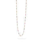 Diamond and Ruby, Sapphire Multi Colors Gemstone Chain Necklace 24" Long  18K YG