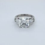 Engagement Ring 5.03 cts E VS1. 0.96 cts Tapered Baguettes. Lab Grown Platinum