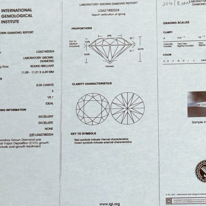 Engagement Ring 5.03 cts E VS1. 0.96 cts Tapered Baguettes. Lab Grown Platinum