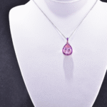 Necklace with Pear Shape  Natural Morganite and Round Amethyst 14K Rose Gold