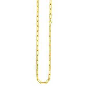 Paper Clip Gold Necklace 14K Yellow Gold 5.3mm 16 inches